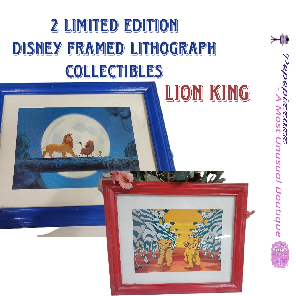 2 Rare Limited edition Disney lithographs Lion King Framed